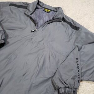 Gold's Gym Jacket Men M Gray Windbreaker Embroidered Workout Gym Weightlifting